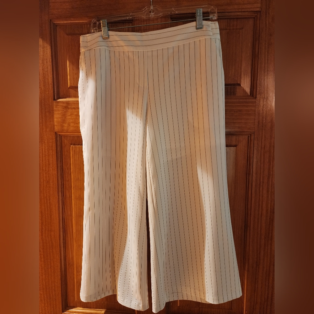 Apt 9 Striped White Wide-Leg Capri Pants